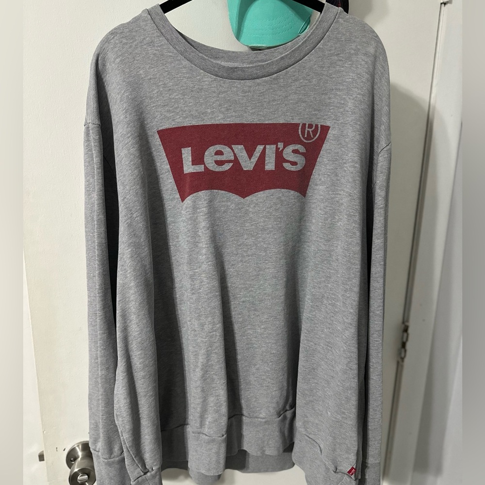 Levi's Gray Crewneck Sweater with Iconic Logo